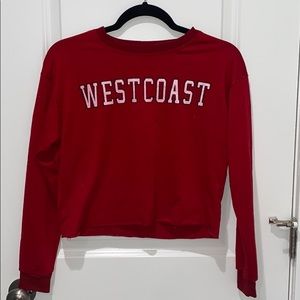 red cropped west coast sweatshirt